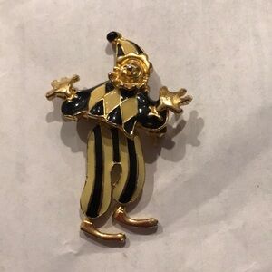 Gold and Black Clown Brooch